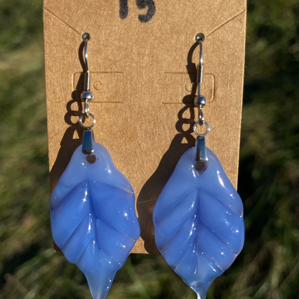 Blue Leaf Earrings